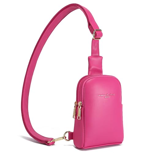 INICAT Women's Small Sling Bag, Lightweight Everyday Vegan Leather Crossbody Purse for Daily Essentials and Travel Light - color: Hot Pink, size: Small