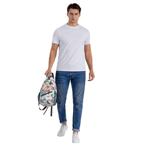 Sling Backpack For Men Hiking Daypack Crossbody Shoulder Bag Travel Chest Pack | Hiking - color: Pink Flamingo