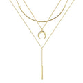 Turandoss Gold Layered Necklaces for Women - 14K Gold Plated Handmade Multilayer Bar Pearls Coin Disc Moon Butterfly Medallion Adjustable Dainty Layered Choker Necklaces for Women Jewelry - style: "3PCS -14k-Gold-Plated Chain&Crescent&Bar