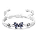 Butterfly Bracelets for Women Colorful Charm Woven Adjustable Strings Butterfly Bracelets Cute Handmade Boho Adjustable Braided Rope for Couple Women Friendship BFF Party Family Jewelry - color: white