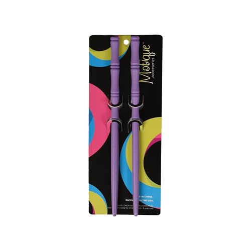 Carved Wooden Hair Sticks Set, Traditional Hair Chopsticks, 7 inches, 2 Pack, Vintage Style (Purple) - color: Purple