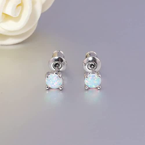 CiNily Huggie Earrings Opal Hinged Hoop Earrings Gold Plated Hypoallergenic Small Hoop Earrings for Women Teen Girls Men Sensitive Ears - color: White Gold-White