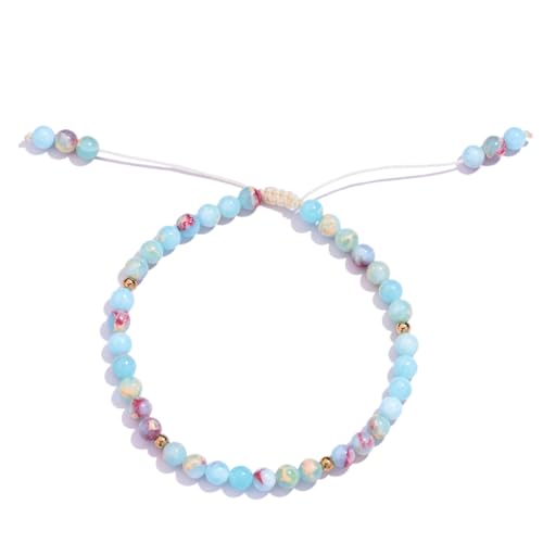 Softones 6mm Natural Stone Anklet for Women Gemstone Ankle Bracelets for Women Healing Energy Crystal Anklets Adjustable(8.5-10 Inches) - color: agalmatolite