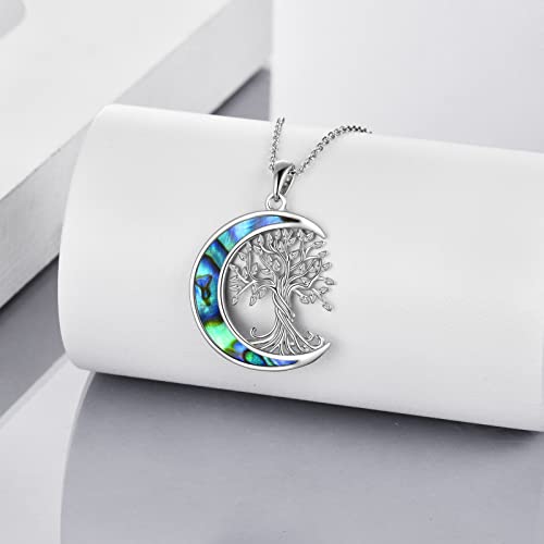 ONEFINITY Tree of Life Necklace 925 Sterling Silver Abalone Shell Celtic Knot Pendant Necklace for Women Jewelry - style: Abalone Shell moon tree