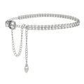 YooAi Chain Belts Leather Waist Belt for Women Layered Metal Chain Belt - size: XL/2XL: fits waist from 41"-46", style: Silver Rhinestsone