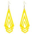 Handmade Wood Triangle Rhombus Hollow Geometric Dangle Drop Earrings Unique Presonalized Retro Gold Hook Earrings For Women - style: Yellow