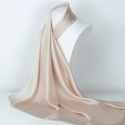 RIIQIICHY 35 Inch Head Scarf for Women Hair Scarf Like Silk Scarf Square Scarf Bandanas for Women - color: Beige