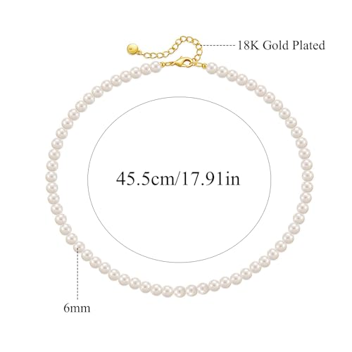 Beaded Choker Necklaces for Women 18k Gold Plated Dainty Gold Choker Necklaces for Women - style: pearl choker