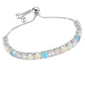 J.Fée Silver Bracelet, S925 Tennis Bracelet with Sparkling 5A Cubic Zirconia Silver Bracelets for Women Adjustable Bracelet for Women Bracelets Womens Bracelet Women Gifts for Women Mom - color: Zirconia Opal CZ