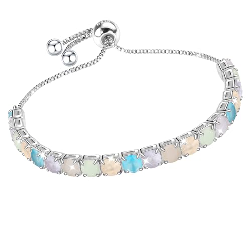 J.Fée Silver Bracelet, S925 Tennis Bracelet with Sparkling 5A Cubic Zirconia Silver Bracelets for Women Adjustable Bracelet for Women Bracelets Womens Bracelet Women Gifts for Women Mom - color: Zirconia Opal CZ