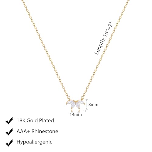 Luxval Diamond Pendant Gold Necklace for Women，Dainty 18k Gold Plated Choker Necklaces Simple Gold Jewelry Gifts for Women Girls - color: Gold-Flower