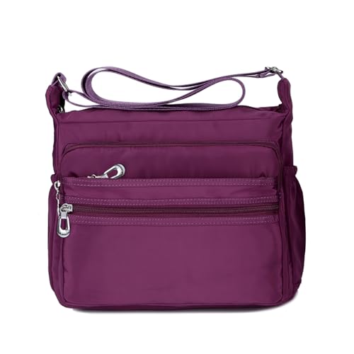 NOTAG Crossbody Bag for Women Waterproof Shoulder Bag Messenger Bag Casual Nylon Purse Handbag - color: Purple-l