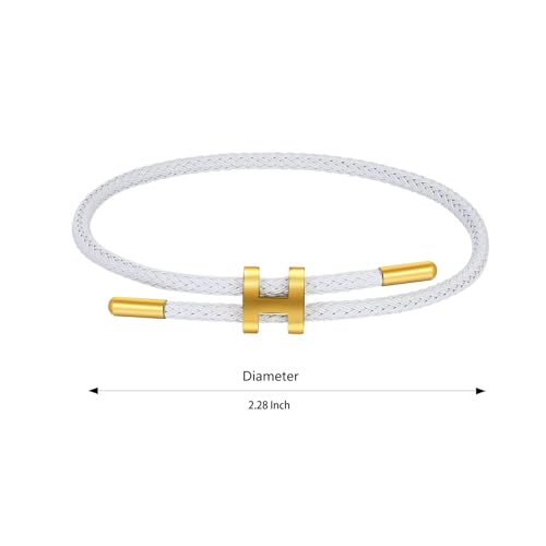 AIMADE Bracelets for Women Adjustable Charm Bracelet, 18k Gold-plated Buckle Design Titanium Steel Wire Rope Women's Gift Jewelry - color: White