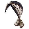 Erinaco Women Sparkle Sequin African Turban Bow Knot Pre-Tied Cap Pleated Ruffle Bonnet Beanie Hat Headwrap Skull Caps - color: Black Polka Dots