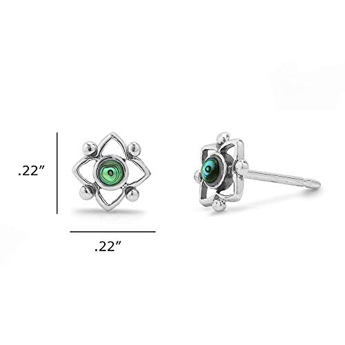 Boma Jewelry Sterling Silver Flower Shaped Dot Stud Earring - color: Abalone