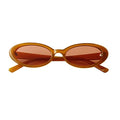 90s Sunglasses for Women Men Retro Small Oval Sunglasses - color: Brown/Brown