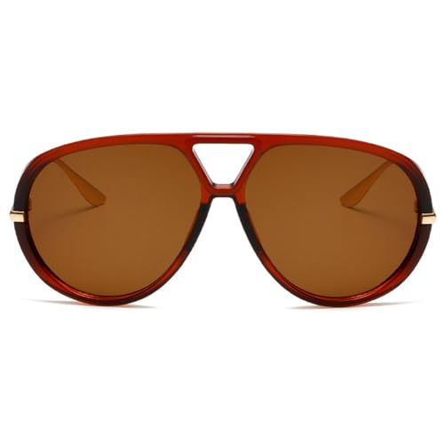 Trendy Oversized Pilot Sunglasses Women For Men Round Sun Glasses Vintage Big Frame Shield Shades Men Punk Sunglasses - color: C5
