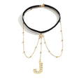 Letter Initial Leg Chain Thigh Jewelry for Women Summer Beach Bead Leg Chain Name Elegant Elastic Body Chain Jewelry - color: J