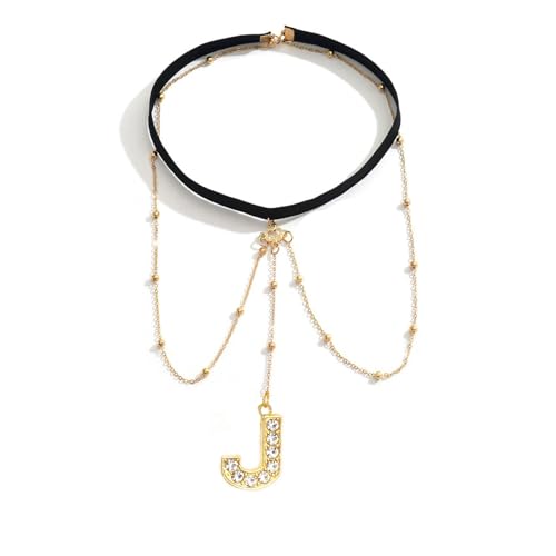 Letter Initial Leg Chain Thigh Jewelry for Women Summer Beach Bead Leg Chain Name Elegant Elastic Body Chain Jewelry - color: J