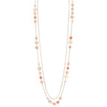 FULU AUTUMN Boho Gold Long Necklaces for Women Natural Stone Beaded Layered Long Necklace Mothers Day Gifts Dainty Flower Costume Jewelry for Women - color: Pink