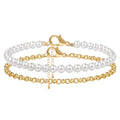 Dainty Pearl Chain Bracelets 14K Gold Bracelet for Women Adjustable Baroque Culture Jewelry Gifts for Mother Wife - color: I