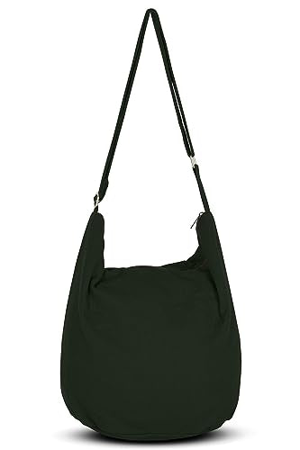 Your Cozy Hobo Sling Bags For Women Crossbody Bag Thai Top Handmade Shoulder Bag with Adjustable Strap - color: Dark Forest