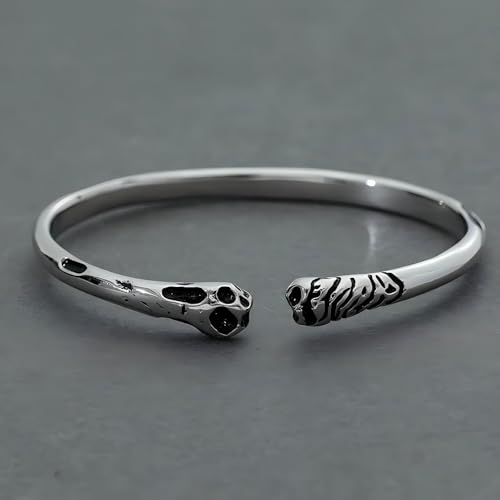 Kim Carrey S925 Sterling Silver Bracelet, Stacked Bracelets Open Bangle Cuff Design, Men's Gift Jewelry for My Man - style: Bone