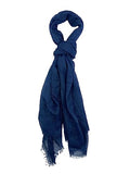 Humble Hilo Womens Woven Bohemian Style Gauze Scarf,Shawl, Head Wrap Fringed Edge Lightweight, Long Folds Small - color: Navy Blue