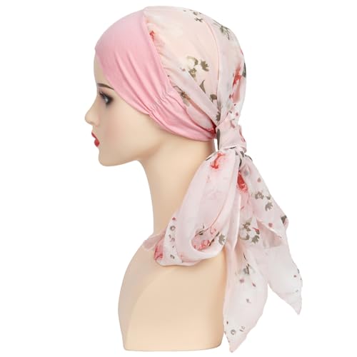 Headwear Turbans for Women - Lightweight Head Scarf for Women's Hair Chiffon Elegant Headwraps Hats - color: Pink
