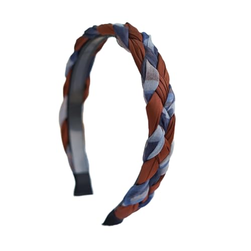 Braided Headband for Women-Vintage Fabric High Crown Headband with Non-Slip Teeth, Cute Boho Knotted Hair Band for Women & Teens (14-Denim Coffee, One Size) - color: 14-Denim Coffee