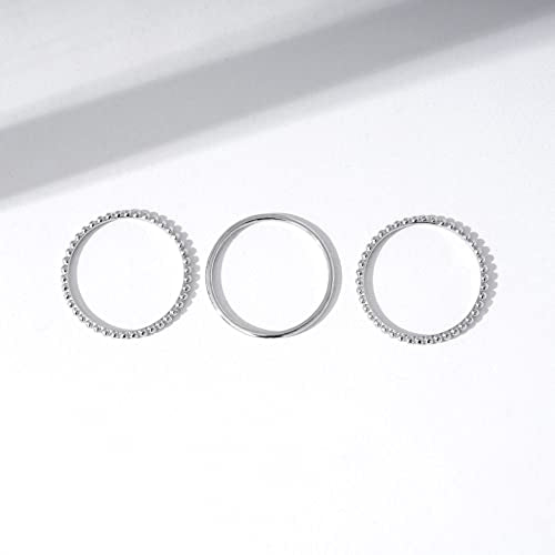 Amazon Essentials 14K Gold or Rhodium Plated Sterling Silver Stacking Ring Set of 3 - color: Rhodium, size: 5