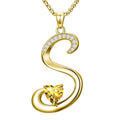 Birthday Gifts for Women 18k Gold Initial Necklaces for Women Simple Alphabets Letters with Birthstone Pendants Name Jewelry Anniversary Wedding Gifts for Sister Daughter Her (with Gift Box) - color: 11-Nov-Citrine, style: Letter S