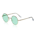 Retro Round Sunglasses Small Colored Lens Hippie Glasses - style: Green