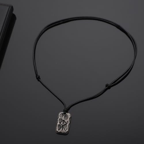 Ankiyabe Stainless Steel Norse Viking Rune Pendant with Adjustable Braided Rope Good Luck/Love/Strenght/Health Viking Symbol Necklace for Men Women - color: COURAGE