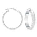 LeCalla 925 Sterling Silver Hoop Earrings for Women | 14K Gold-Plated & Rose Gold-Plated Diamond-Cut Hoop Earrings | Textured Click-Top Hoops Earring Jewelry - color: Silver Textured DC-30MM