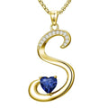 Birthday Gifts for Women 18k Gold Initial Necklaces for Women Simple Alphabets Letters with Birthstone Pendants Name Jewelry Anniversary Wedding Gifts for Sister Daughter Her (with Gift Box) - color: 09-Sept-Sapphire, style: Letter S