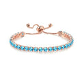 Tennis Chain Rhinestone Beads Slider Bracelet 14K Gold Silver Plated Adjustable Crystal Seed Bracelet for Women Wedding Party Geometric Jewelry Gift - color: J blue