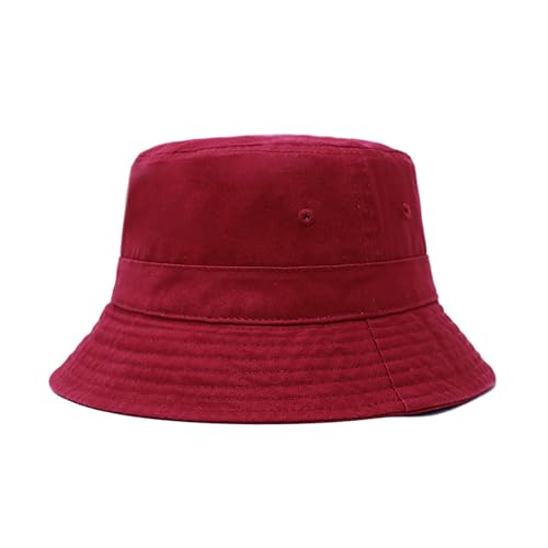 Hot Summer Bucket Hat - Trendy Cotton Sun Hat for Beach, Golf, Fishing - Fun Outdoor Vacation Boonie for Men and Women - color: Burgundy.