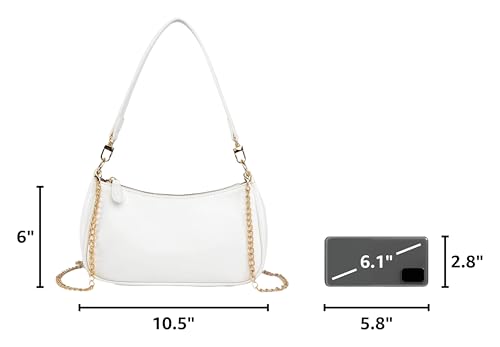 Shoulder Bag for Women with 2 Removable Straps and Zipper Closure Crossbody Bags Clutch Tote HandBags Purses | with 2 Removable Straps - color: White