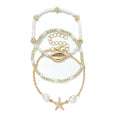 Vivian&CD Boho Shell Anklets Bracelet for Women Waterproof, Gold Layered Seashell Starfish Puka Shell Anklet, Adjustable Colorful Beaded Stack Stretch Bead Bracelet Set, Fashion Beach Foot Jewelry for Hawaii Summer Vacation - style: Starfish4
