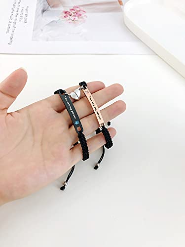 MEALGUET Personalized Couple Bracelet Customized Couple Bracelets Set Mutual Attraction Custom Name Relationship Bracelet Personalized Gift for Men Women - style: You are my person-heart magnetic