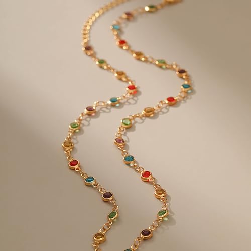 Beaded Choker Necklaces for Women 18k Gold Plated Dainty Gold Choker Necklaces for Women - style: round cz choker
