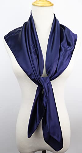 vabovin Satin Head Scarf for Women Solid Color, 35×35 in | Silk Feel Neckerchief, Hair Scarf, Fashion Bandana, Headscarf, Headband, Hair Wrap Sleeping, Daily Fashion Styling - color: 218 Midnight Blue