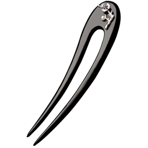 NOLITOY Ebony Wood U Shape Hair Fork Hair Stick for Women Chinese Style Double Prong for Bun Styling