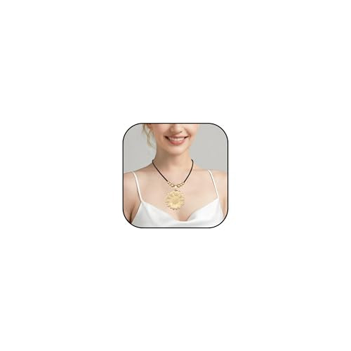 JAOYU Bohemian Necklaces for Women Leather Necklace Wood Pendant Choker Long Brown Necklace Chunky Circle Boho Hippie Jewelry - style: Bohemian Chokers Women