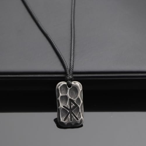 Ankiyabe Stainless Steel Norse Viking Rune Pendant with Adjustable Braided Rope Good Luck/Love/Strenght/Health Viking Symbol Necklace for Men Women - color: LOVE
