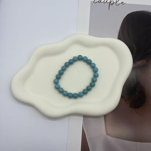 Turquoise Bracelet for Women, 8mm Beaded Stretchable Unisex Bracelet, Boho Turquoise Bead Bracelet Stone Beaded Bracelets Turquoise Jewelry for Women - color: Round