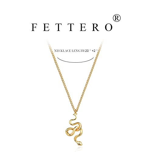 Fettero Animal Necklaces for Women 14K Gold Plated Charm Snake Necklace Elephant Bird Cat Butterfly Pendant Cute Dainty Necklace Jewelry - style: Snake-C