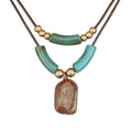 Bohemian Necklaces for Women Long Leather Necklace with Large Pendant Chunky Boho Hippie Jewelry Pendant Chocker Necklace - style: Large Pendant Necklaces