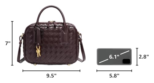 Women's Handmade Woven Top-handle Bag Fashion Leather Shoulder Handbag Crossbody Purse Woven Purse for Women - color: Grape Purple